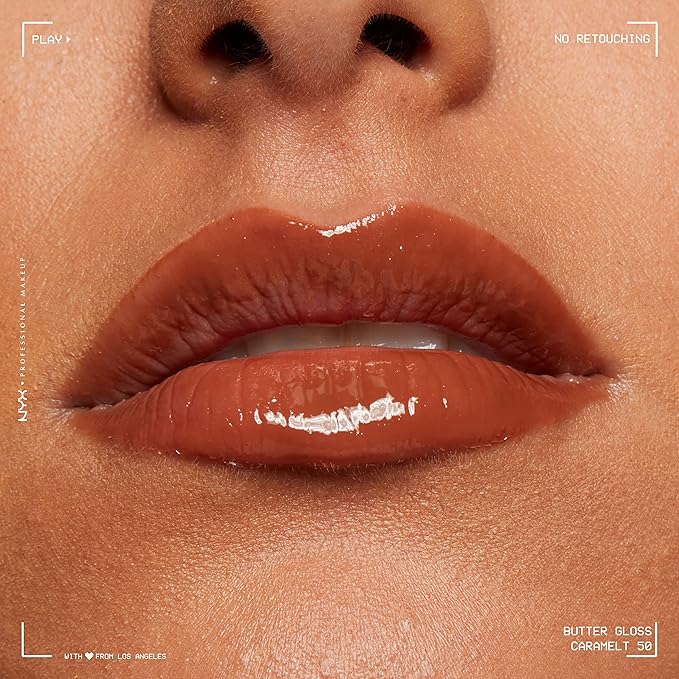 NYX PROFESSIONAL MAKEUP Butter Gloss Brown Sugar, Non-Sticky Lip Gloss - Caramelt (Medium Brown)