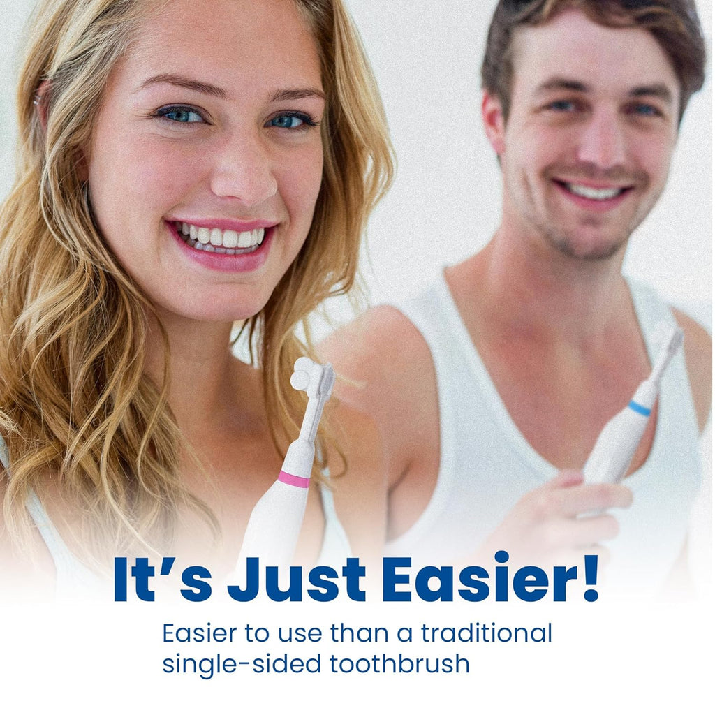 Triple Bristle Duo - 2 Electric Toothbrushes with Dual Charging Station, Patented 3 Head Design, 31,000 VPM, Rechargeable Toothbrush Set for Families & Couples, 3-Sided Sonic Brush