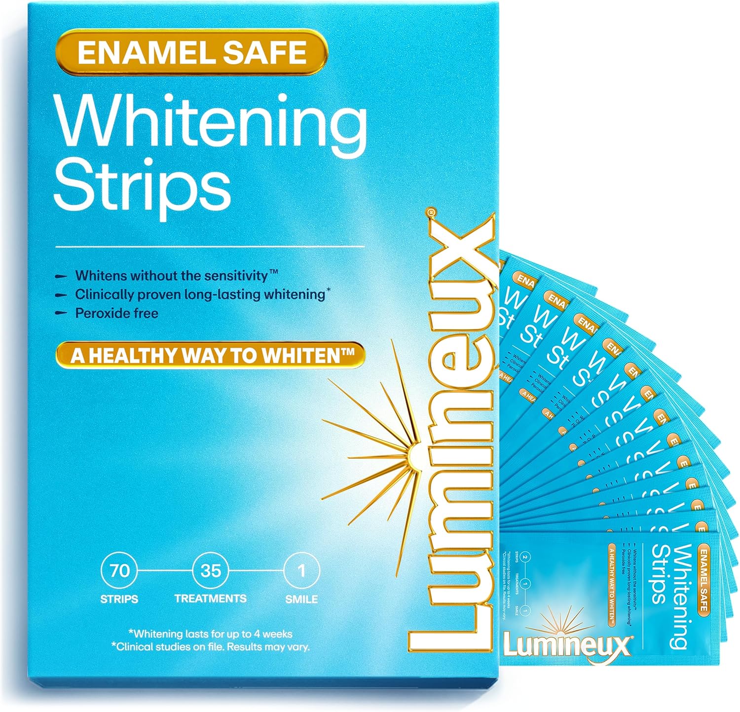 Lumineux Teeth Whitening Strips - 35 Treatments – Peroxide Free - Enamel Safe for Whiter Teeth - Whitening Without The Sensitivity - Dentist Formulated - Sensitivity Free
