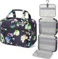 PAVILIA Hanging Toiletry Bag Travel Bag Women Men, Foldable Cosmetic Organizer, Roll up Makeup Bag, Water Resistant Accessories Toiletries, Large Travel Essentials Kit (Grey Floral)