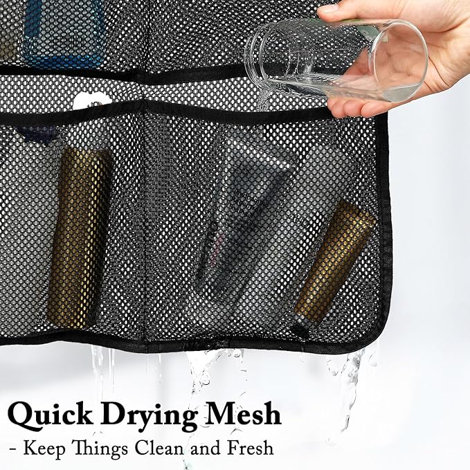 Mesh Shower Caddy Hanging, Quick-Drying Shower Organizer with 7 Pockets, Portable Bathroom Organizers and Storage for Shampoo, Soap, Loofah, Travel, and Cruise Essentials