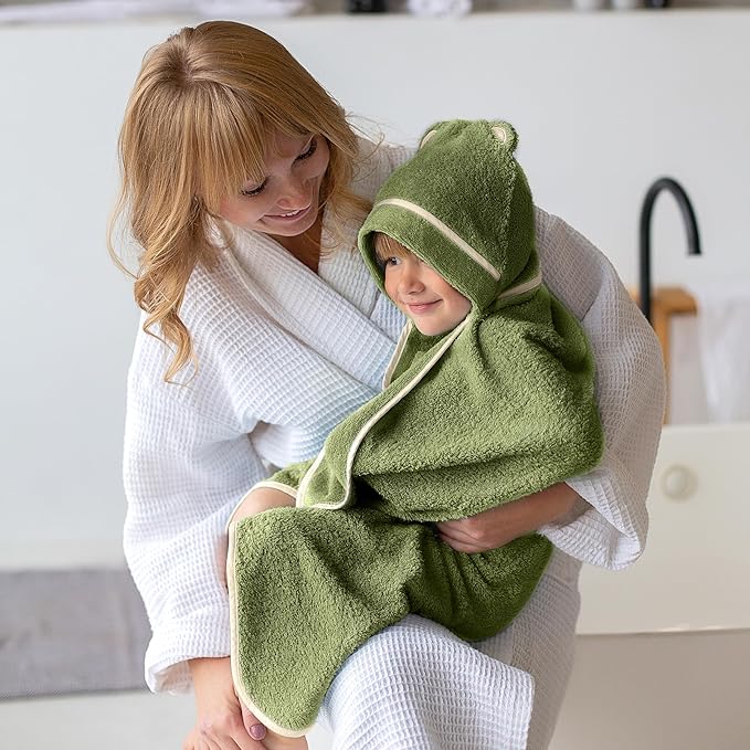 Premium Toddler Towels with Hood - Extra Soft Rayon from Bamboo Toddler Bath Towel (Green)