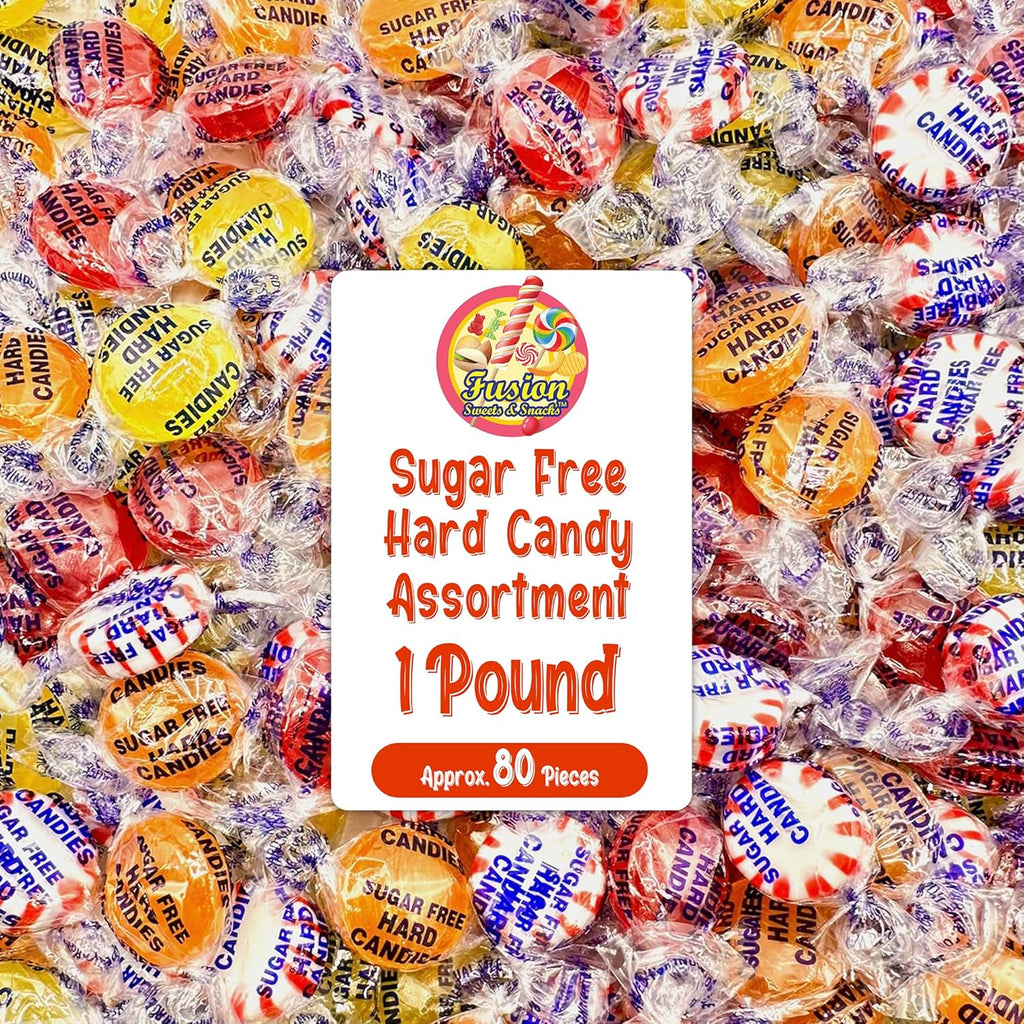 Sugar Free Hard Candy Assortment - 1 Pound Bulk Bag (Approx 80 Count), Butterscotch, Lemon, Cinnamon, Peppermint Starlight Sugarfree Candy, Diabetic and Keto Friendly Zero Sugar Hard Candies, Individually Wrapped