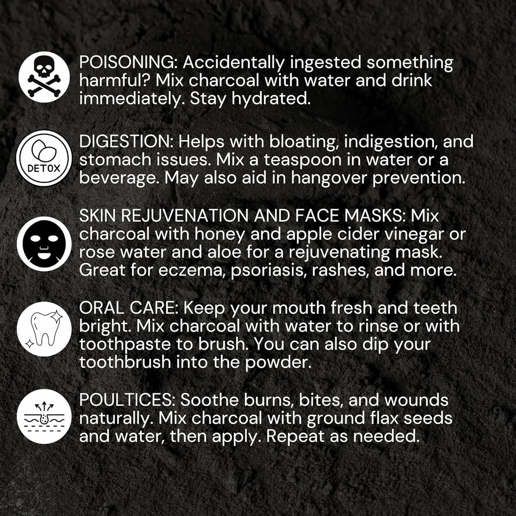 Organic Activated Coconut Charcoal Powder Ideal for Supports Skin, Body, Oral Health, Teeth Whitening | Dietary Supplement (25 Oz (Pack of 1))
