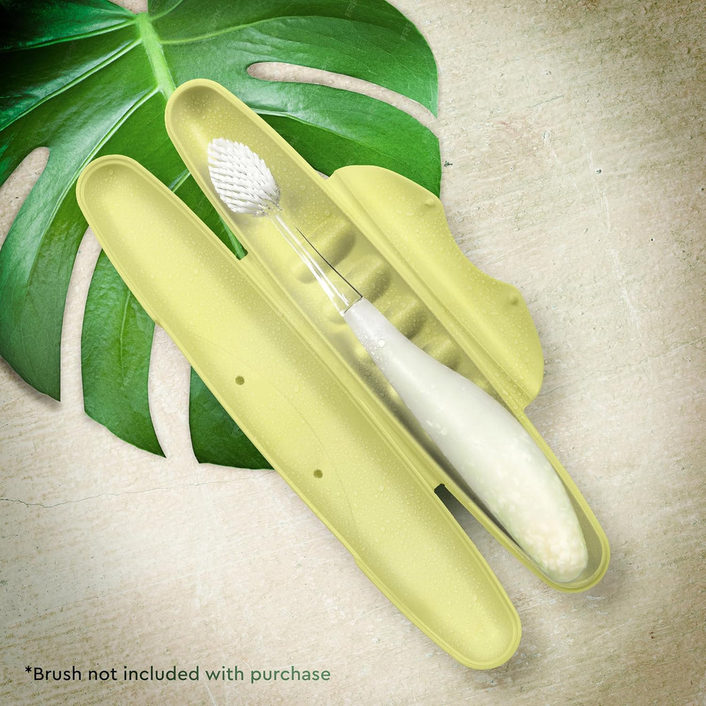 RADIUS Toothbrush Travel Case for Standard Brush, BPA-Free Recycled Plastic, Portable for Bathroom, School, Home, Camping - Lemon (FITS ALL CONVENTIONAL TOOTHBRUSH SOURCE TOOTHBRUSH)