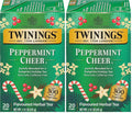 Twinings Peppermint Cheer Herbal Tea Individually Wrapped Bags, 20 Count (Pack of 2), Peppermint & Vanilla, Naturally Caffeine-Free, Enjoy Hot or Iced, 20 Teabags