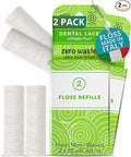 Refills - Dental Lace Refillable Silk Dental Floss - 100% Silk Floss with Mint Flavor, PFAS & PTFE Free - 2 Refill Spools (66 Yards) - Recyclable Packaging (Pack of 2)