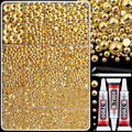 13500Pcs Flatback Pearls for Bedazzling (Gold) with 3Pcs B7000 Jewelry Glue, Assorted Size 2/3/4/5/6/8/10mm Half Pearl, Bedazzling Gems for Crafting Clothing Tumbler Shoes Embellishment Nail Art