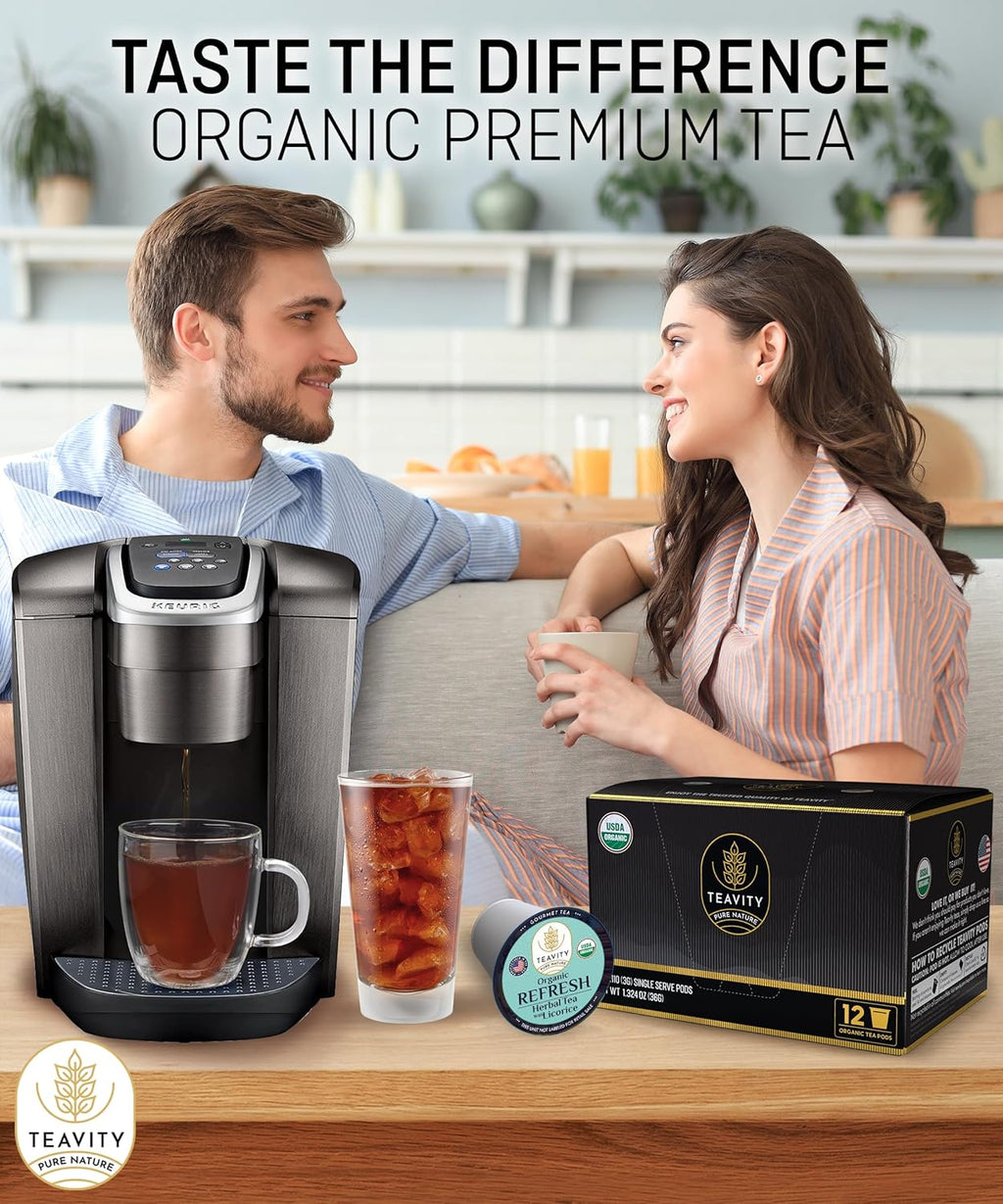 Organic Licorice Mint Tea Pods for Keurig - Natural Decaf Peppermint Tea by Teavity (12 Tea Pods)