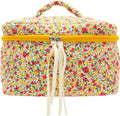 PAZIMIIK Quilted Makeup Bag Large Travel Zipper Soft Cosmetic Case for Women Girls Make Up,Little Flower