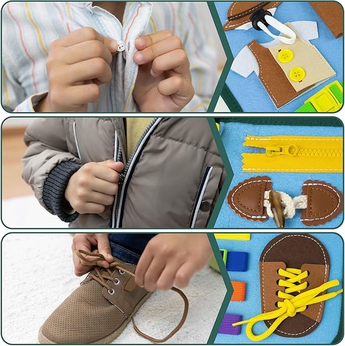 BONNYCO Busy Board for 1 Year Old Animals. Montessori Busy Book for Toddlers 1-3 2-4, Felt Quiet Book Baby. Montessori Toys, Toddler Learning Toys for Travel, Airplane, Car. Educational Activity Board