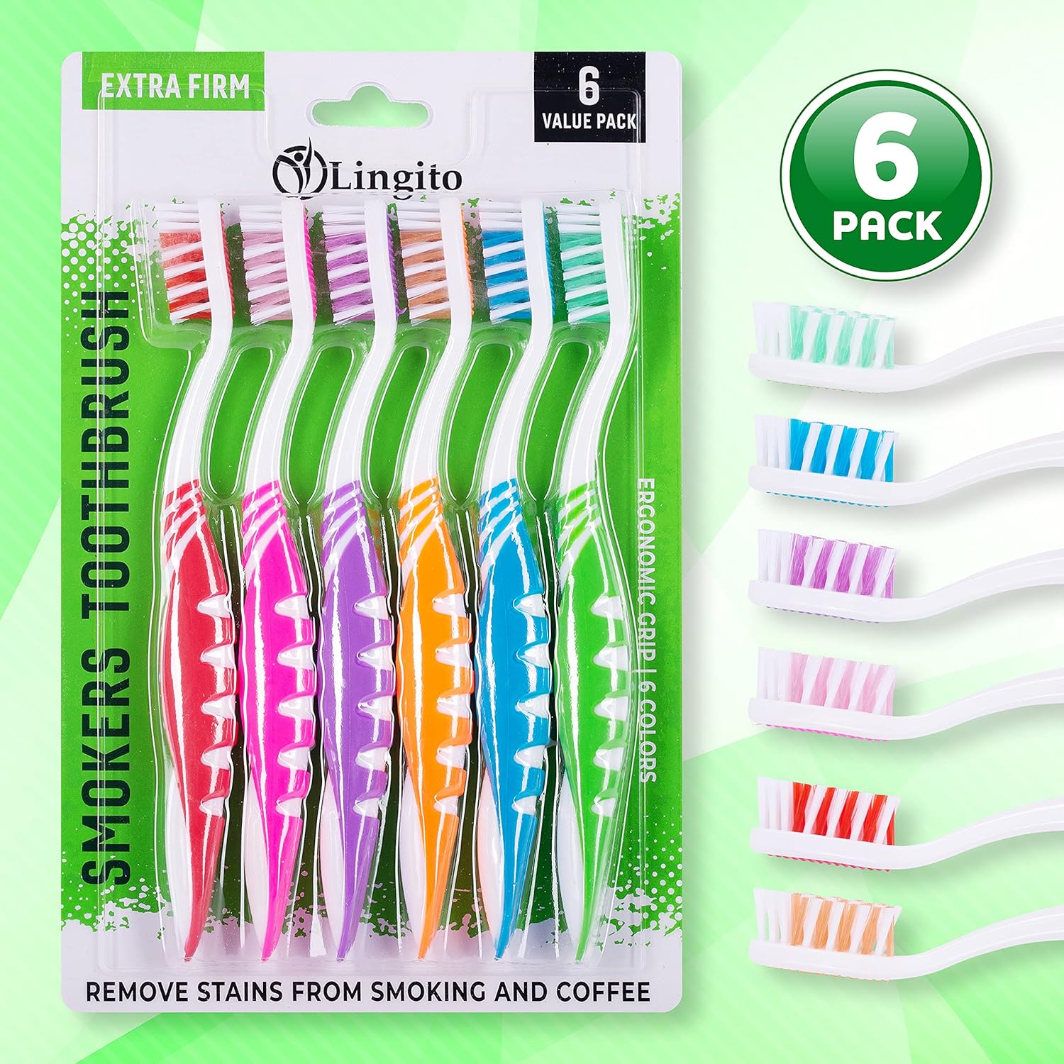 Extra Firm Toothbrush, Hard Bristle Toothbrush Set for Adults or Smokers Travel Kit, Multicolor Denture Brush, Large Head, Manual Travel Toothbrush Hard Bristles