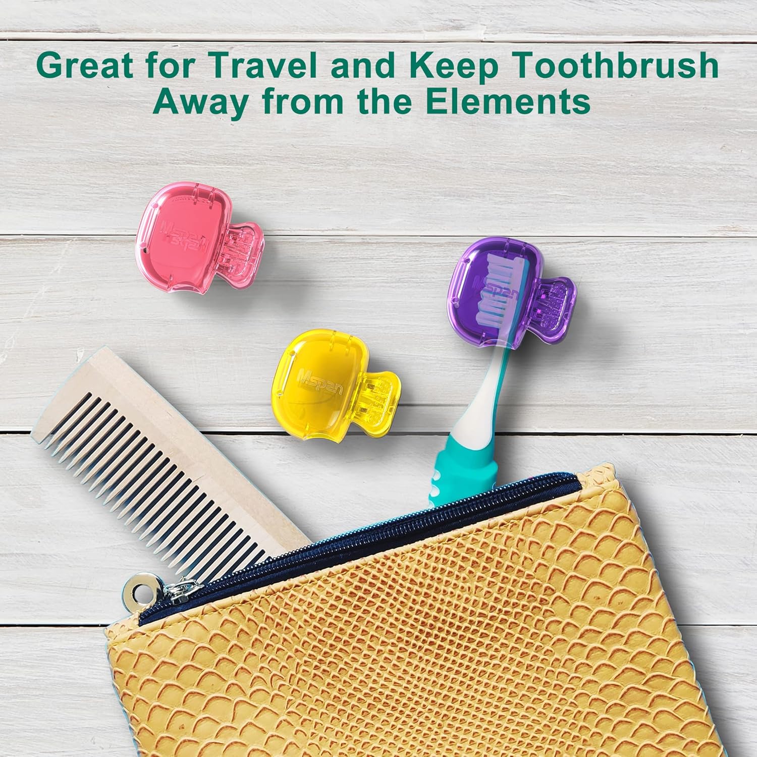 Mspan Toothbrush Head Cover Cap: Tooth Brush Protector Clip Compatible with Oral-B Philips Colgate AquaSonic - Plastic Pod Travel Case - 4 Packs