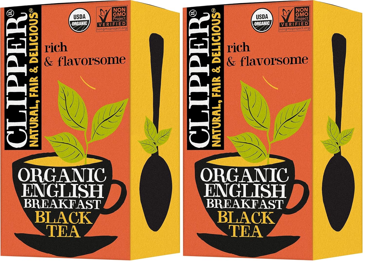 Clipper Tea Organic Fairtrade English Breakfast, Big Ben - USDA Organic, Non-GMO, Fair Trade, Sustainable Caffeinated Tea, 2 Pack, 20 Unbleached Tea Bags