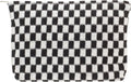 PAZIMIIK Knitted Checkered Makeup Bag Large Zipper Make Up Accessory Pouch for Purse Cosmetic Brush Bag for Travel Essential,Black