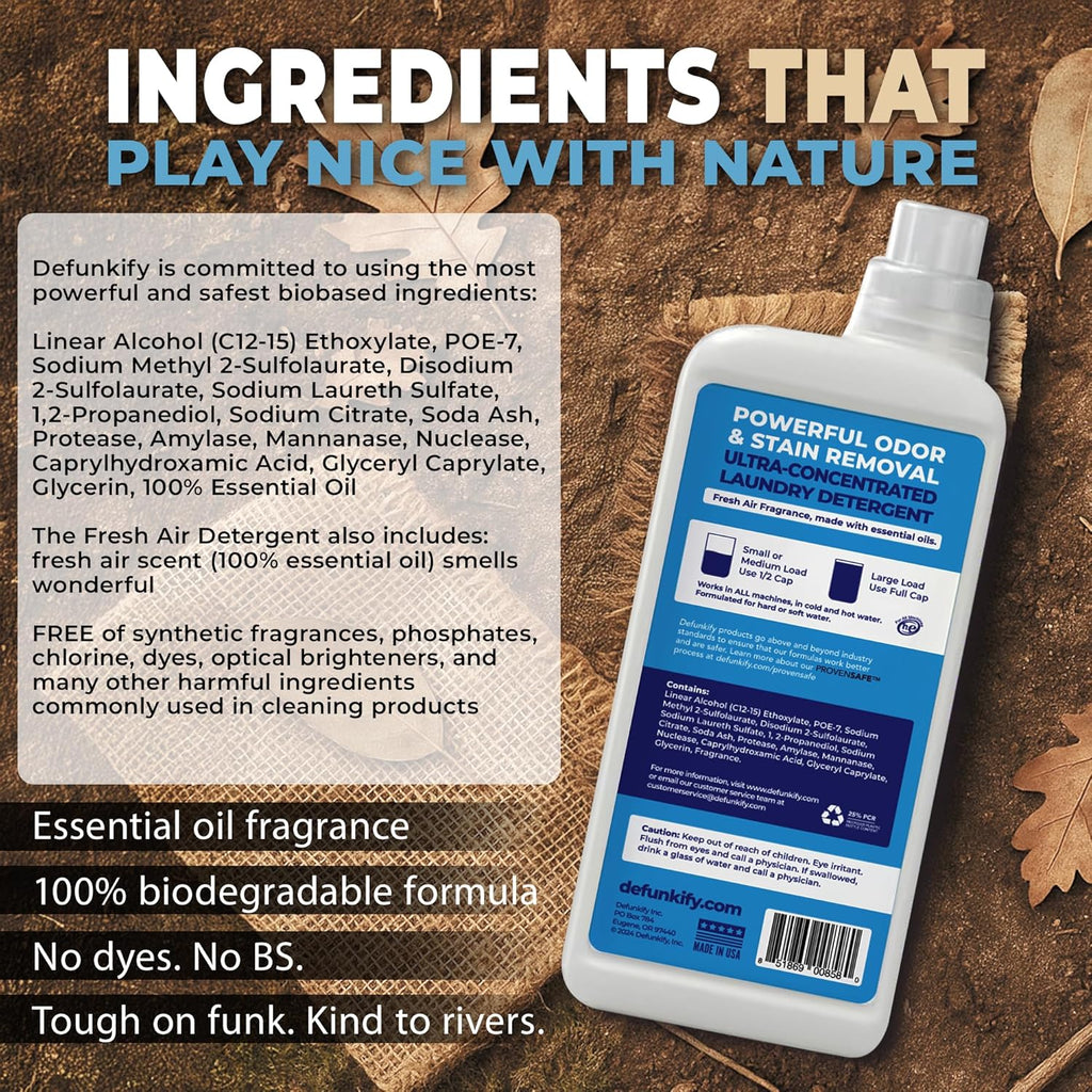 Laundry Detergent 62 Load/37.7 FlOz (2-Pack). 'Fresh Air' Liquid Laundry Detergent for Sensitive Skin. 'ProvenSafe' Laundry Soap Washing Detergent w/Odor & Stain Remover for Activewear & All Fabrics