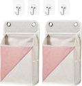 2pcs Wall Hanging Storage Organizer Bag, Hanging baskets with pockets for Wall organizing, Storage Hanging Bag for Bedroom, Dormitory, Study Room, Bathroom (Pink/white)