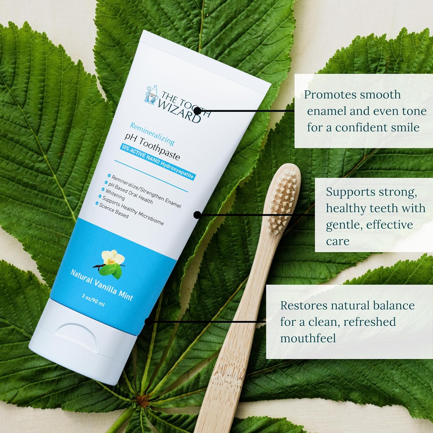 pH Balancing Toothpaste | Natural Vanilla Mint Flavor | Fluoride-Free | SLS-Free | Gentle Whitening | Supports Healthy Oral Microbiome | 3 Pack