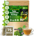 FreshDrinkUS, Premium Tulsi Peppermint Herbal Tea – 75 Tea Bags, 100% Natural, Blend of Tulsi Holy Basil Leaves, and Peppermint Leaves. Made with Natural Material Tea Bags. No Sugar, Vegan.