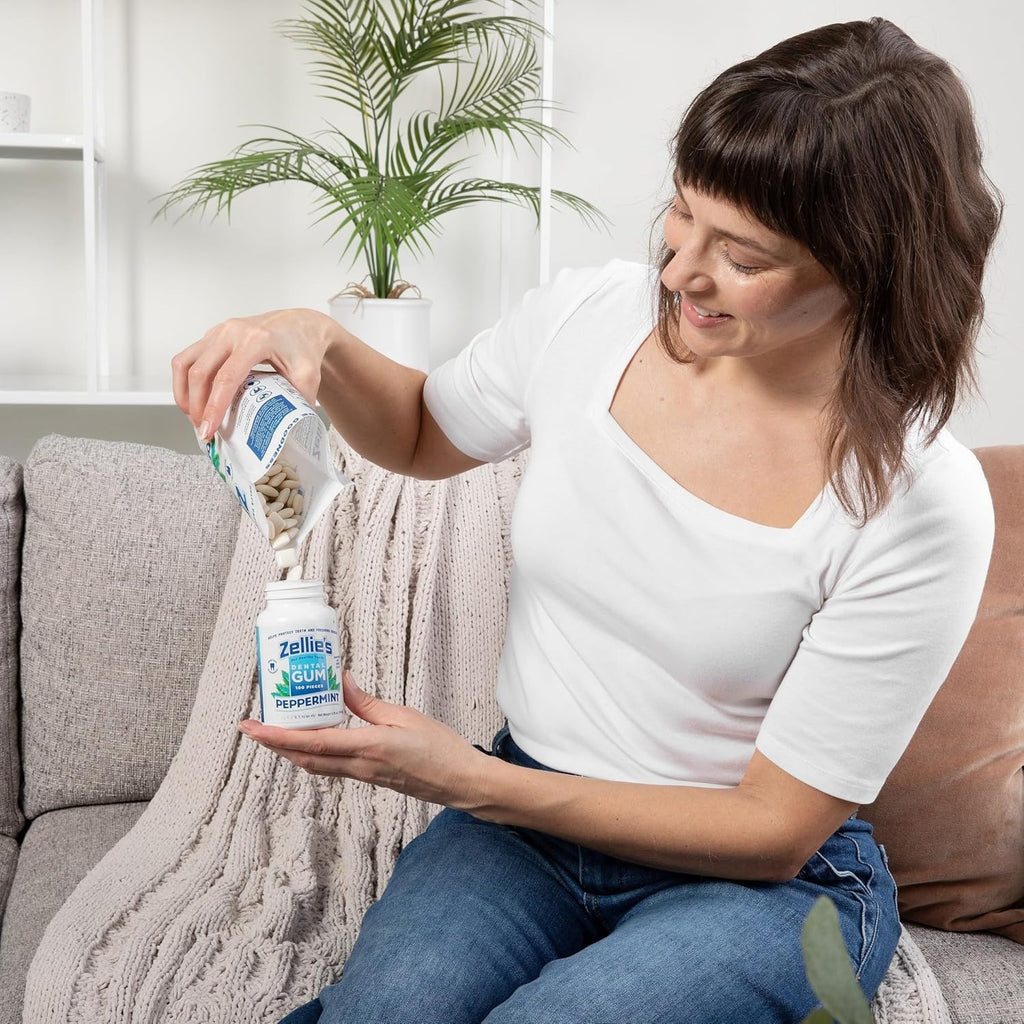 Zellie's | 100% Xylitol Peppermint Chewing Gum | No Aspartame, Gluten Free, Vegan & Kosher (240 Count - Pack of 1)