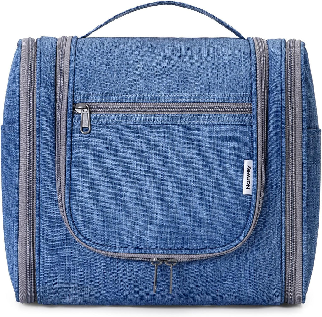 Narwey Hanging Toiletry Bag for Women Travel Makeup Bag Organizer Toiletries Bag Men for Cosmetics Essentials Accessories (Large, Navy Blue)