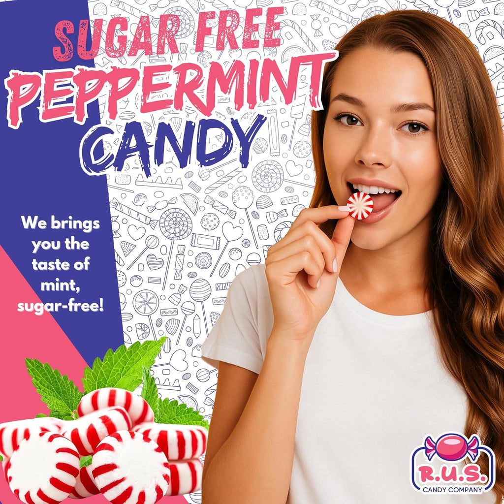 Sugar Free Peppermint Hard Candy Starlight – About 150 Individually Wrapped Breath Mints – Bulk 2 Pound Bag – Refreshing Mint Flavor – Keto Friendly, Diabetic Candy, Gluten Free (2 Pound, Peppermint)
