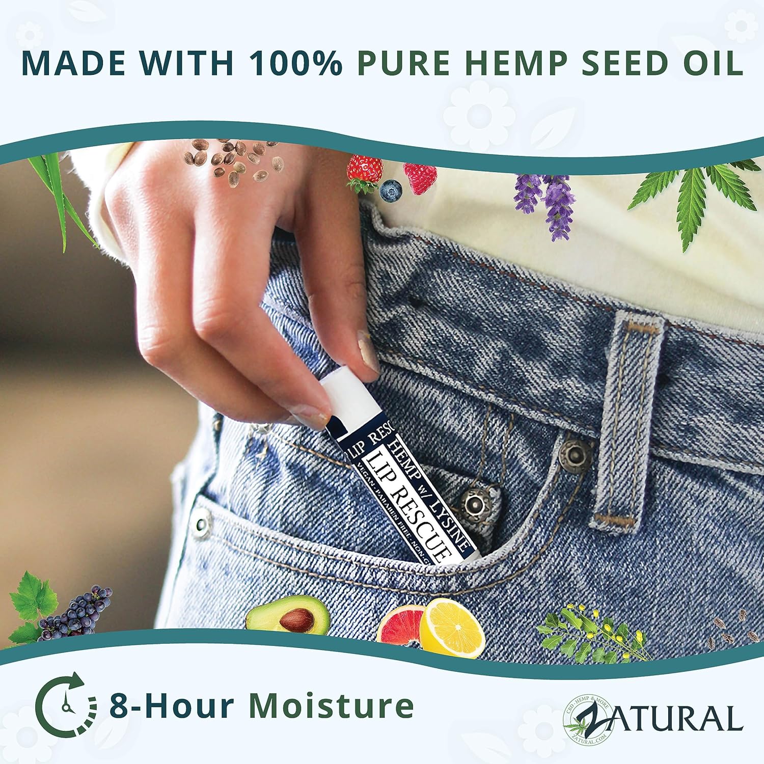 Hemp Lip Balm with L-Lysine-Heal, Moisturize, Protect (5)