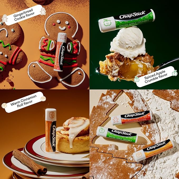 ChapStick Lip Balm, Holiday Variety Packs (6 Sticks) – Sips & Snuggles + Toasty Treats Flavored Lip Moisturizers, Stocking Stuffers, Gifts, 0.15 Oz Ea