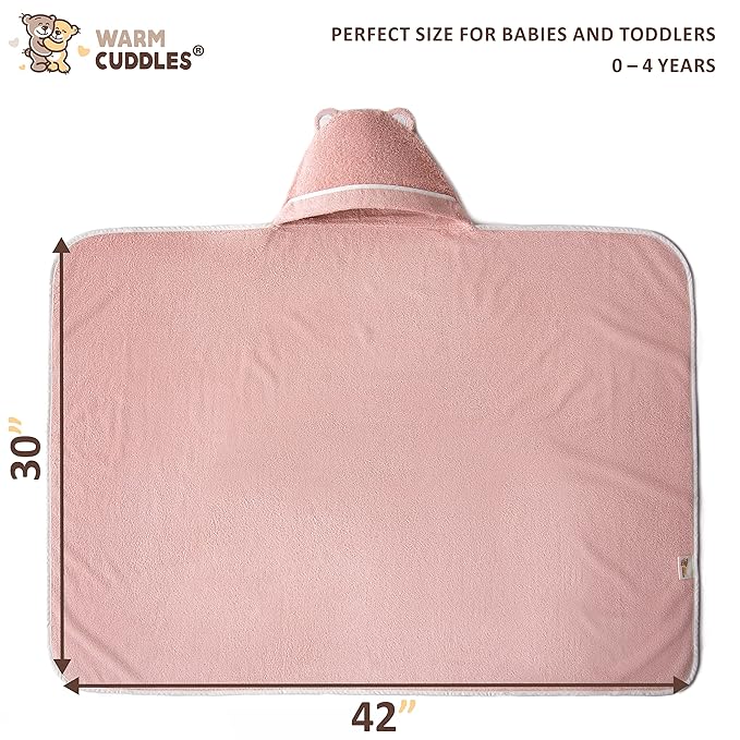 Premium Toddler Towels with Hood - Extra Soft Rayon from Bamboo Toddler Bath Towel (Pink)