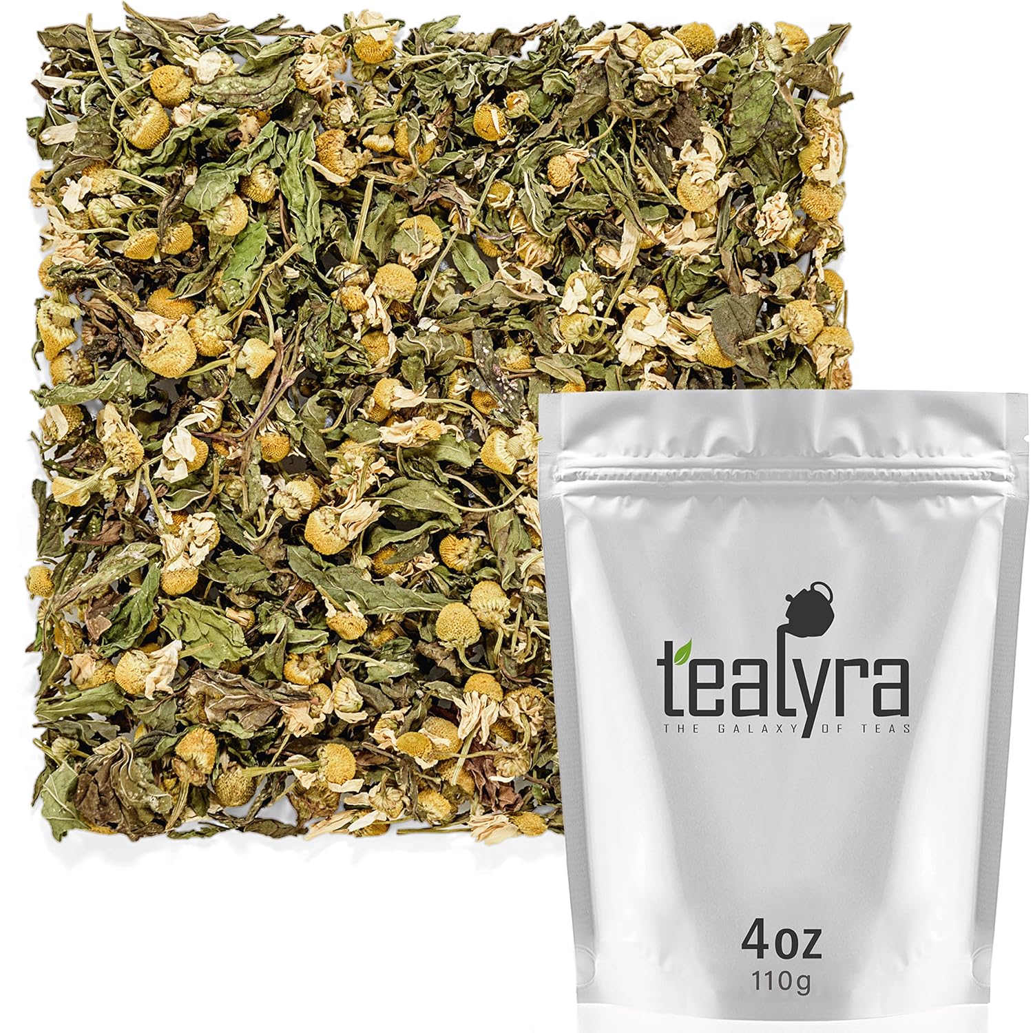 Tealyra - Chamomile and Spearmint - Herbal Loose Leaf Tea - Calming and Relaxing Tea - Caffeine-Free - 100% Natural Ingredients - 110g (4-ounce)