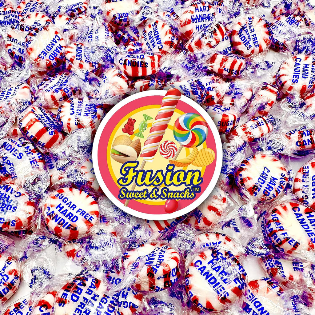 Sugar Free Peppermint Starlight Candy - 1 Pound Bulk Bag (Approx 90 Count) - Individually Wrapped - Valentines Day & Holiday Peppermint Mints- Keto & Diabetic Friendly Sugarless Hard Candy