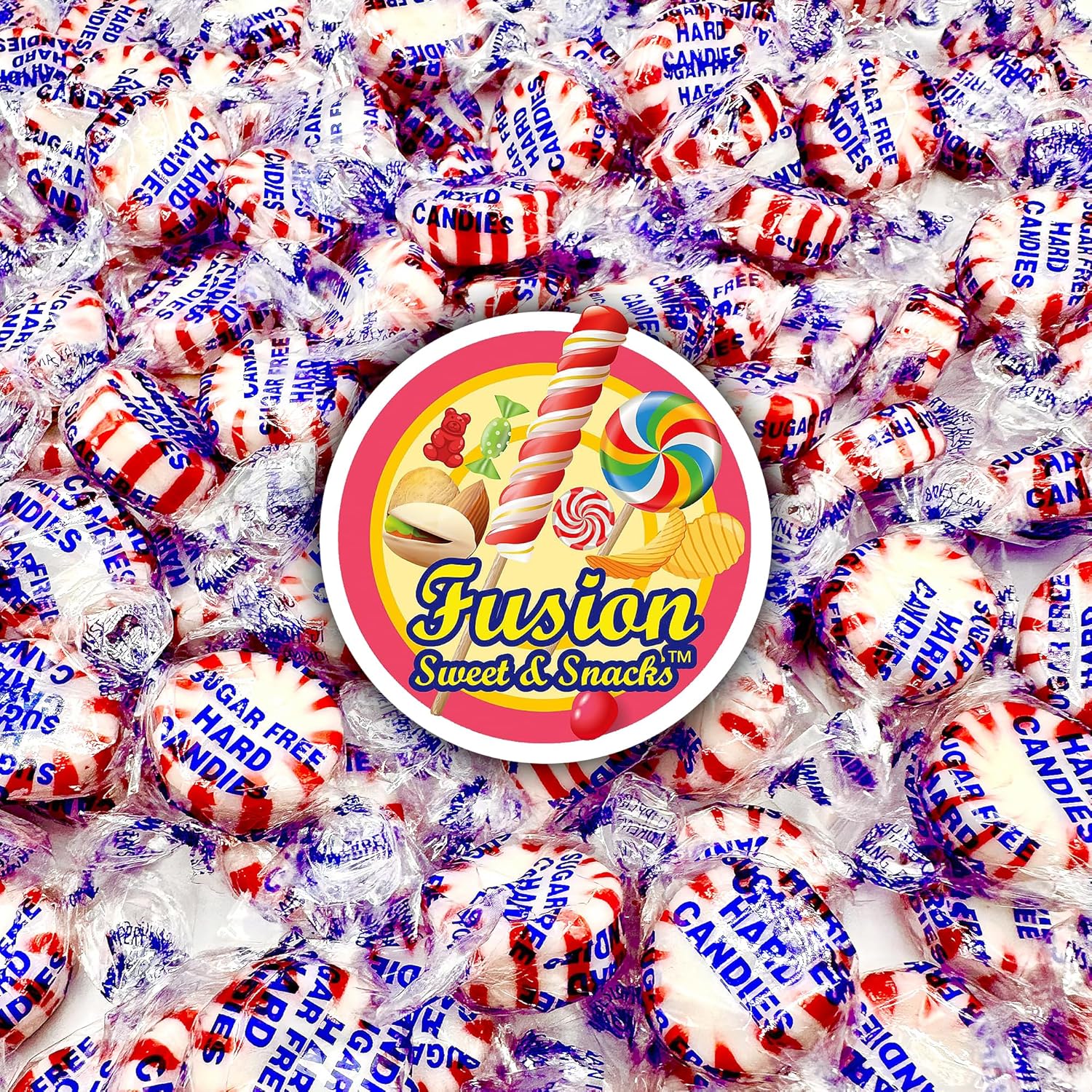 Sugar Free Peppermint Starlight Candy - 1 Pound Bulk Bag (Approx 90 Count) - Individually Wrapped - Valentines Day & Holiday Peppermint Mints- Keto & Diabetic Friendly Sugarless Hard Candy