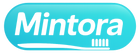 Mintora oral care brand logo with fresh blue glow and toothbrush underline icon